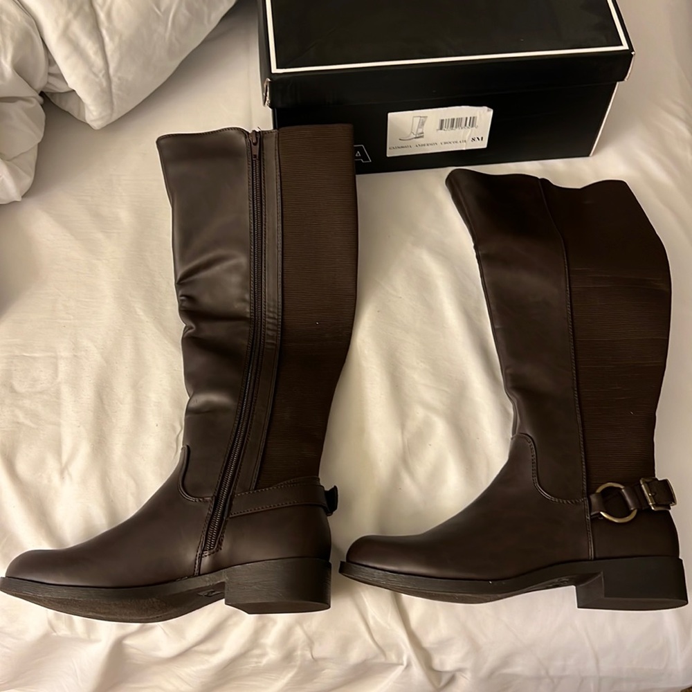NEVER WORN MIA Anderson Calf Length Dark Brown Boots